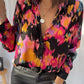Black Tie-dye Abstract Print Long Sleeve Shirt