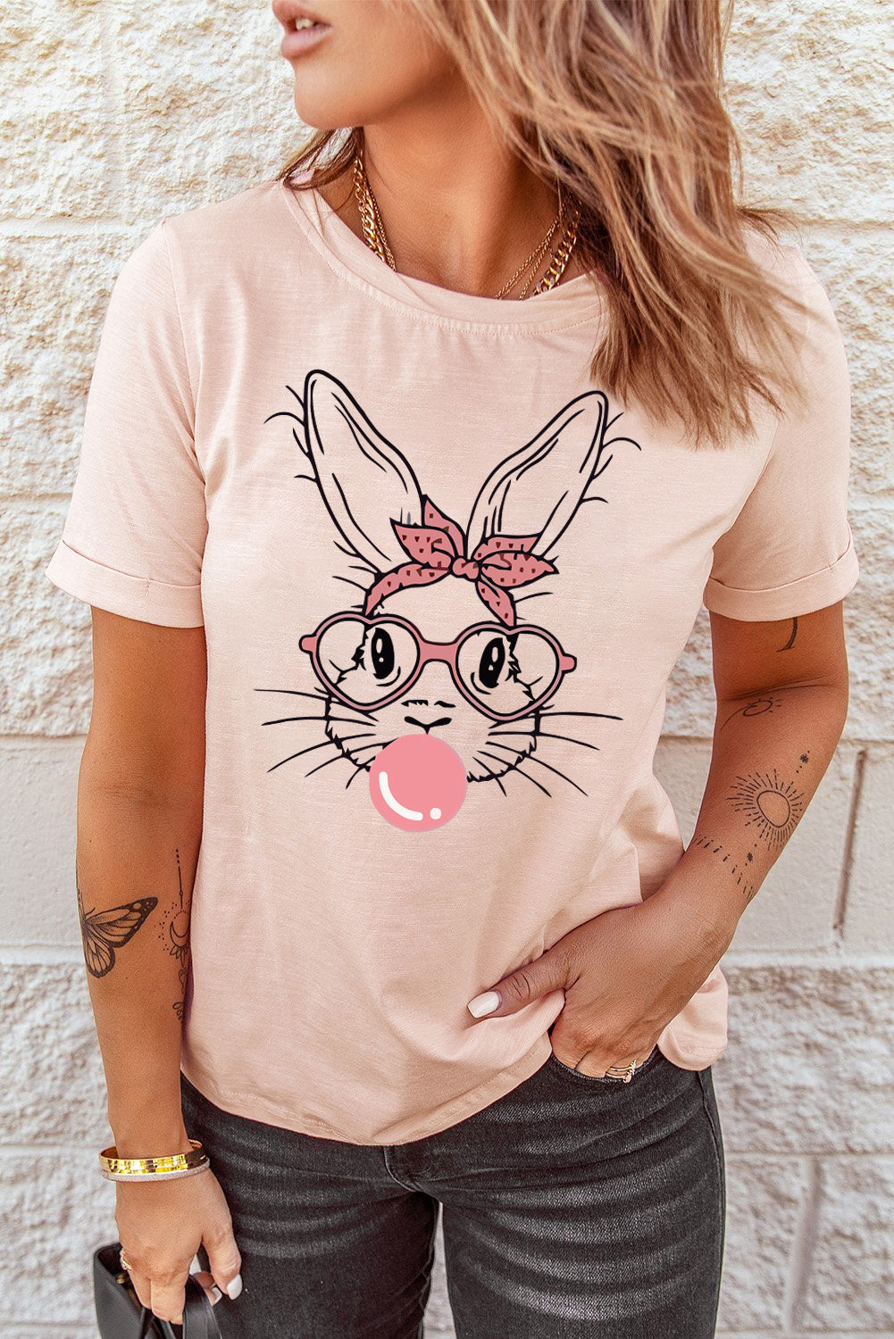 Bubblegum Bunny Graphic Print Easter Fashion Tee
