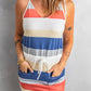 Spaghetti Straps Striped Drawstring Waist Mini Dress