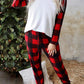 Red Plaid Raglan Sleeves Top and Drawstring Pants Lounge Set