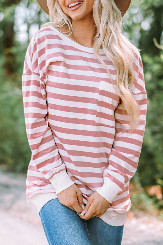 Loose Long O Neck Sleeve Office Female Pocket Tops