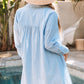 Sky Blue Lightweight Shirt Style Beach Cover Up