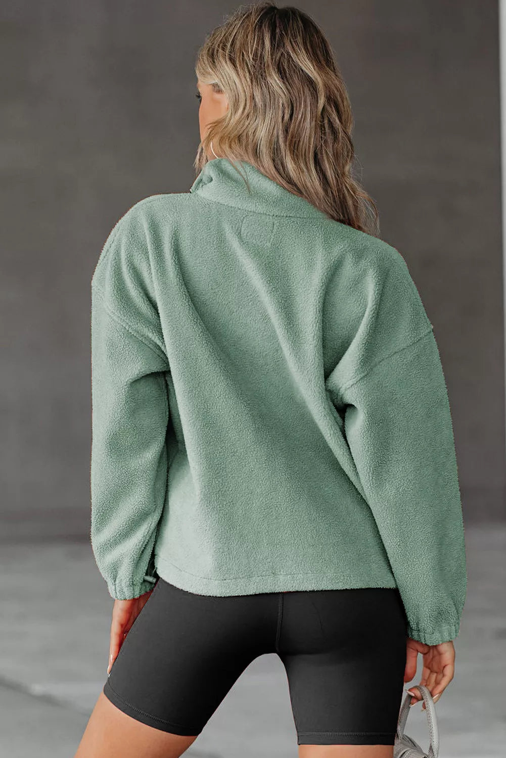 Half Button Pocketed Fleece Pullover Sweatshirt