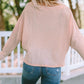 Waffle Knit Eyelet Long Sleeve Blouse
