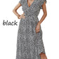 Ruffled V-Neck Neck Waist Floral Dress