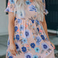 Ruffled Short Sleeve Floral Dress