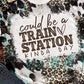 TRAIN STATION Graphic Leopard Print T Shirt