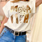 White Glitter MAMA Leopard Lightning Graphic Tee