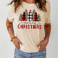 Khaki Christmas Plaid Leopard Tree Graphic Tee