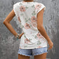 White Floral Crew Neck Tank