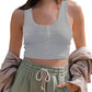 breasted short tank top