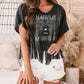 Black NASHVILLE MUSIC CITY Graphic Fringed T-shirt