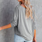 Loose Fit Wide Neck Batwing Sleeves Top