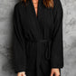 Robe Style Rib Knit Pocketed Cardigan with Belt