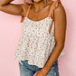 White Tied Shoulder Floral Print Babydoll Tank