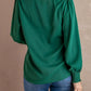 V Neck Lace Patchwork Green Blouse