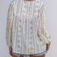 Beige Long Sleeve Embroidered Print Blouse