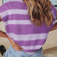 Purple Striped Knit Boxy Fit Sweater Vest