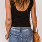 Lace up Hollow-out Neck Solid Tank Top