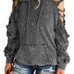 Cut Out Retro Kangaroo Pocketed Pullover Hoodie