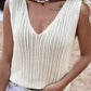 Hollowed Knit V Neck Tank Top