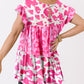 Pink Leopard Cow Spots Tiered Ruffle Blouse