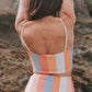 Vertical Striped High Waist Bikini Swimsuit
