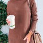 Turtleneck Ribbed Knit Tunic Sweater