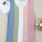Color Block V-Neck Waffle Knit Tank Top