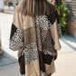 Leopard Color Block Open Front Kimono