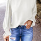 Crew Neck Ruffle Bubble Sleeve Top