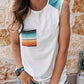 White Aztec Pocket Shoulder Tank Top