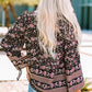 Black Vintage Boho Floral Print Loose Shirt