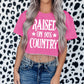 Pink Raised On 90's Country Rhinestone Fringed Crop Top