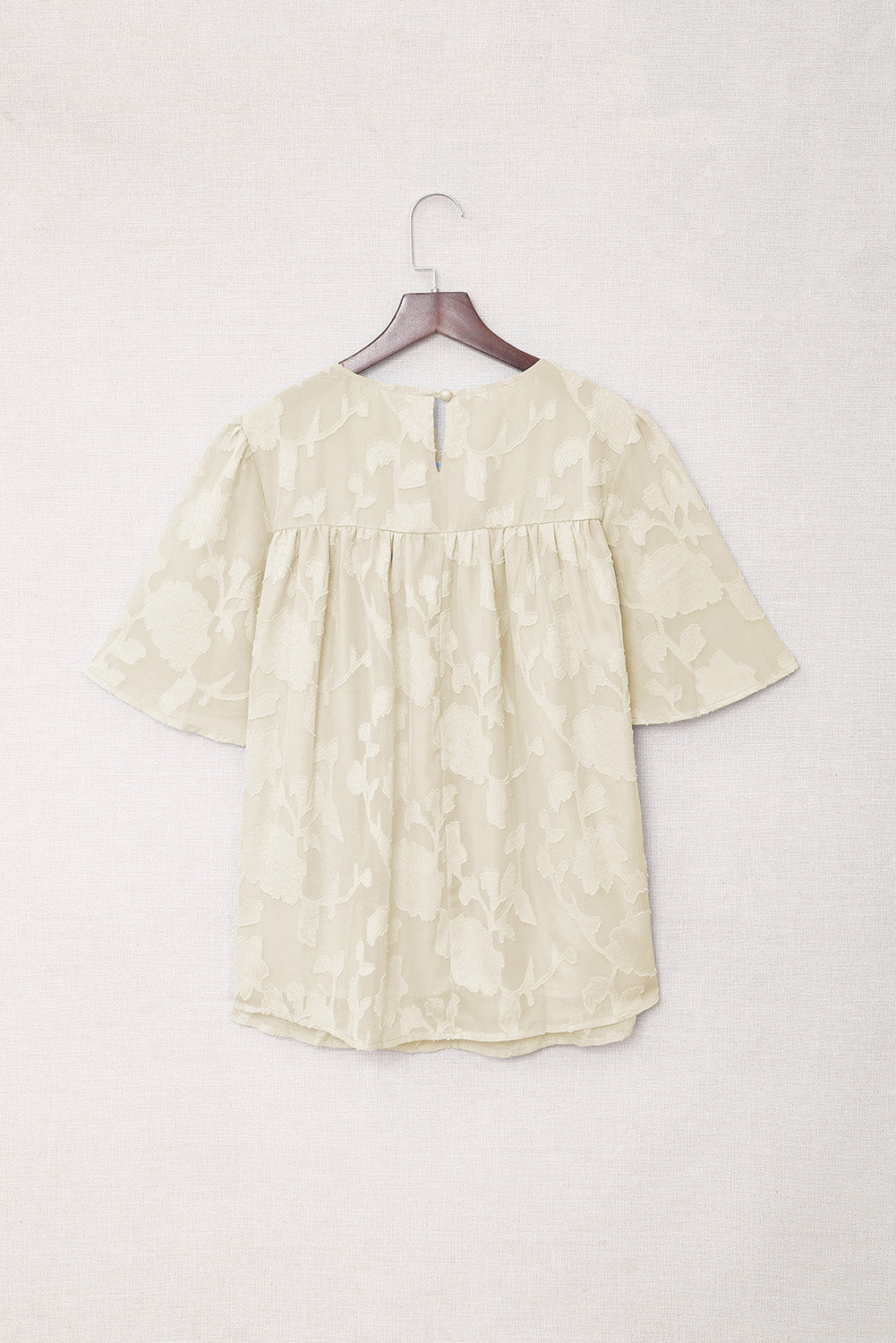 Floral Textured Ruffled Half Sleeve Babydoll Top