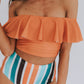 Ruffled Top and Striped High waisted swimsuit