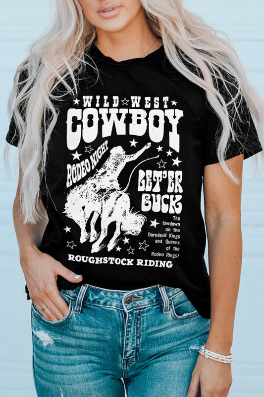 COWBOY Western Pattern Print Graphic T Shirt