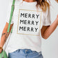 White Triple Merry Graphic Print T Shirt