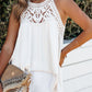 White Lace Crochet Sleeveless Babydoll Top