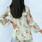 Floral Print Lace Crochet Trim Blouse