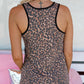 Black Sequin Chest Pocket Leopard Back Tank Top