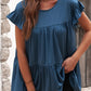Short Sleeve Keyhole Ruffled Babydoll Top