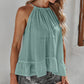 Green Lightweight Ruffle Hem Halter Tank Top