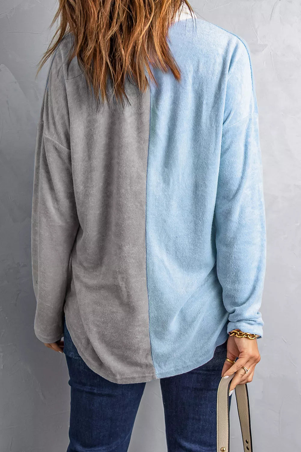 Colorblock Fleece Pockets Buttoned Shirt