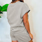 Gray 2pcs Solid Textured Drawstring Shorts Set
