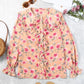 Floral Cape Ruffles Elastic Wrist Shirt