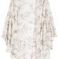 White Floral Print Ruffled Long Sleeves Kimono