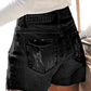 Button-fly High Rise Distressed Denim Shorts