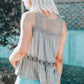 Gray Lace Embroidery Ruffled Sleeveless Top