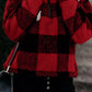 Red Plaid Zip Collar Plush Pullover Sweatshirt
